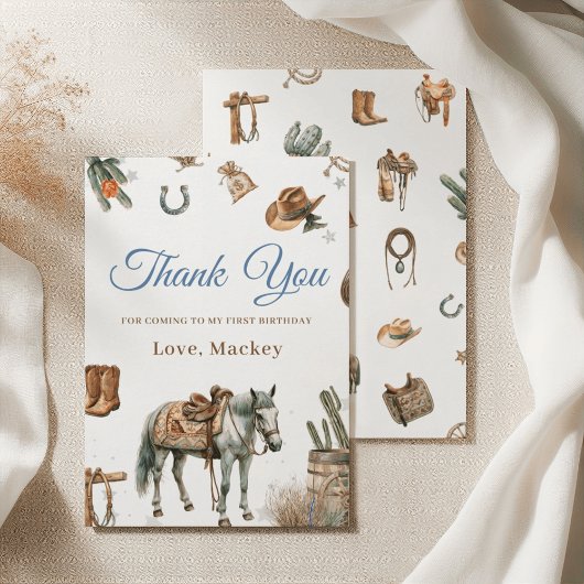 ワイルドウエストカウボーイロデオファースト誕生日 サンキューカード