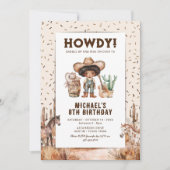 ワイルドウエストカウボーイロデオ子供の誕生日招待状 招待状 (正面)