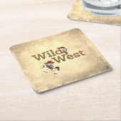 ワイルドウエストカウボーイ女性のカーボーイウェスタンテーマ スクエアペーパーコースター (アングル)