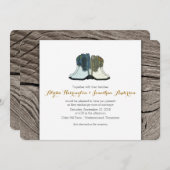 ワイルドウエストカウボーイ女性のカーボーイブーツ結婚ーズ 招待状 (正面/裏面)