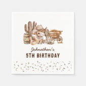 ワイルドウエストカウボーイ子供の誕生日パーティー スタンダードカクテルナプキン (正面)