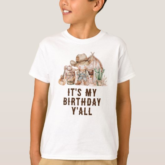 ワイルドウエストカウボーイ私の誕生日オール Tシャツ (正面)
