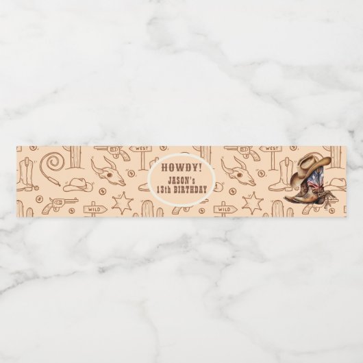 ワイルドウエストカウボーイ誕生日 ペットボトルラベル (シングルラベル)