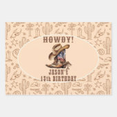 ワイルドウエストカウボーイ誕生日 ラッピングペーパーシート (正面)