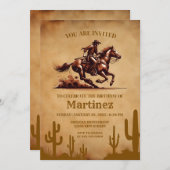 ワイルドウエストカウボーイ誕生日 招待状 (正面/裏面)