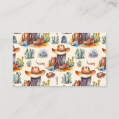 ワイルドウエストカウボーイ赤ちゃんシャワーベビー エンクロージャーカード (裏面)