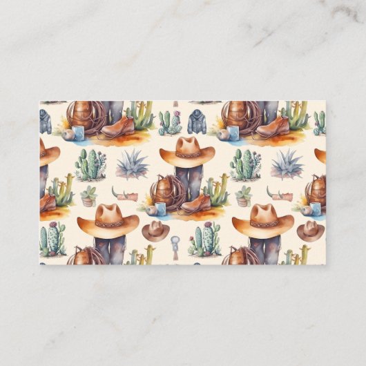 ワイルドウエストカウボーイ赤ちゃんシャワーベビー エンクロージャーカード (裏面)
