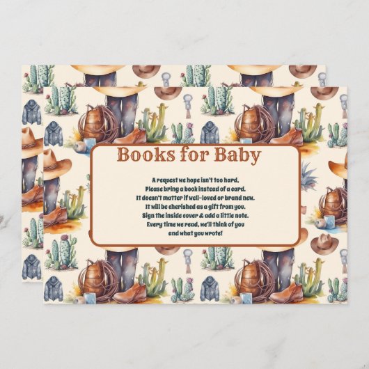 ワイルドウエストカウボーイ赤ちゃんシャワーベビー 招待状 (正面/裏面)