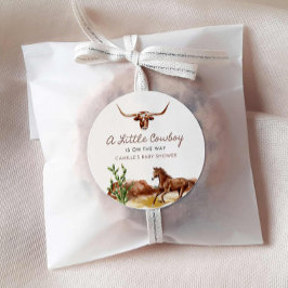 ワイルドウエストカウボーイ赤ちゃんシャワー ラウンドシール