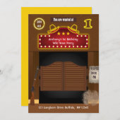 ワイルドウエストカウボーイ1st誕生日パーティー 招待状 (正面/裏面)