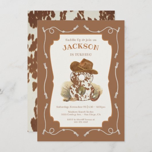 ワイルドウエストカウボーイ8thバースデーパーティー 招待状 (正面/裏面)