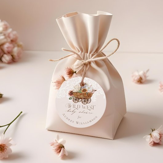 ワイルドウエストカントリー西フローラワゴンベビーシャワー フェイバータグ