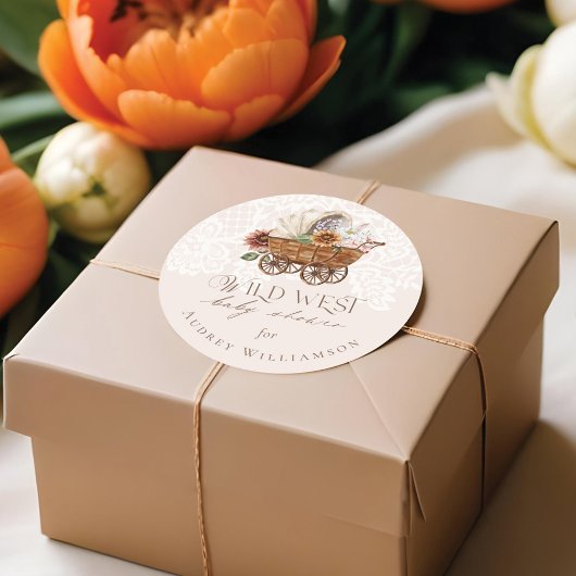 ワイルドウエストカントリー西フローラワゴンベビーシャワー ラウンドシール