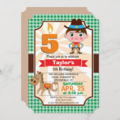 ワイルドウエストシェリフ少年グリーンバースデーパーティー 招待状 (正面/裏面)