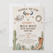 ワイルドウエストシンディグウェスタン誕生日招待状 招待状 (正面)