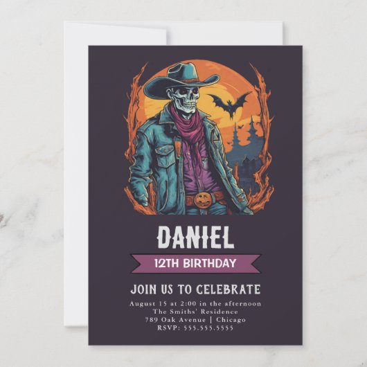 ワイルドウエストゾンビ誕生日招待状 招待状 (正面)