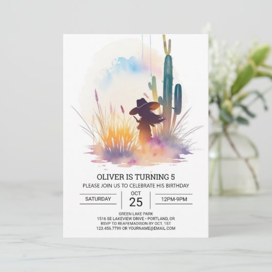 ワイルドウエストデジタルカウボーイ誕生日 招待状 (スタンド正面)