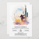 ワイルドウエストデジタルカウボーイ誕生日 招待状 (正面/裏面)