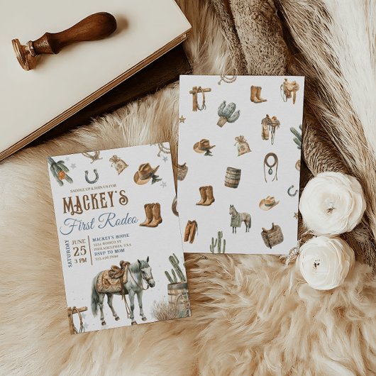 ワイルドウエストファーストロデオカウボーイ誕生日ウェスタン 招待状