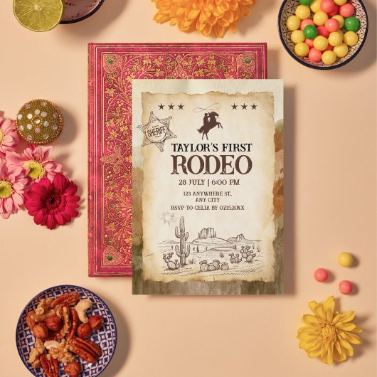 ワイルドウエストファーストロデオ誕生日招待状 招待状