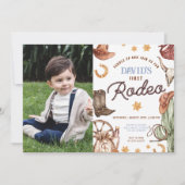 ワイルドウエストファースト男の子1st誕生日の写真 招待状 (正面)