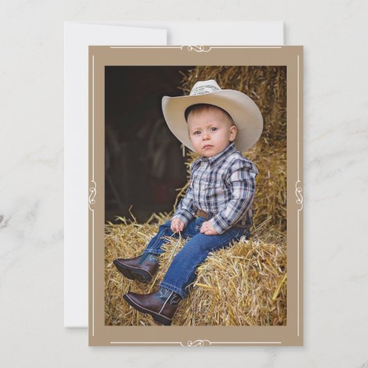 ワイルドウエストファーストRodeo Cowboy 1stバースデーフォト 招待状 (裏面)