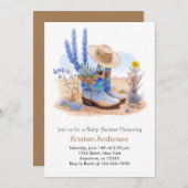 ワイルドウエストブーツとハットベビーシャワー 招待状 (正面/裏面)