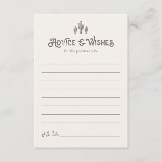 ワイルドウエストベビーシャワーアドバイス&ウィッシュカード エンクロージャーカード (正面)