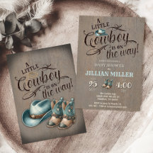 ワイルドウエストベビーシャワーボーイブーツ招待状