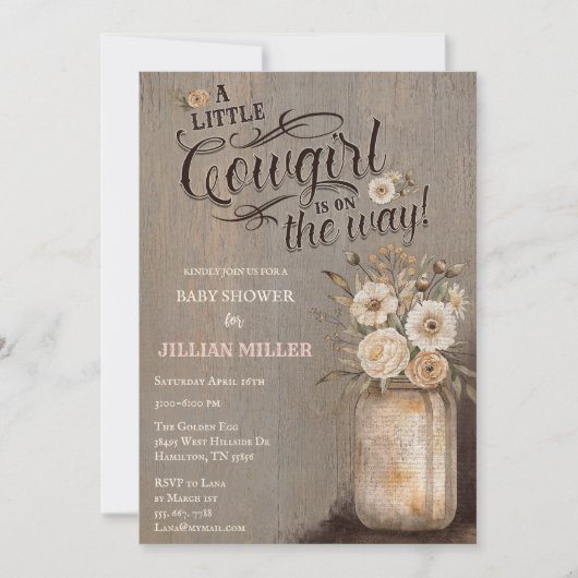 ワイルドウエストベビーシャワー女性のカーボーイブーツ 招待状 (正面)