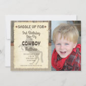 ワイルドウエストホースの写真の誕生日パーティーの招待 招待状 (正面)