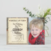 ワイルドウエストホースの写真の誕生日パーティーの招待 招待状 (スタンド正面)