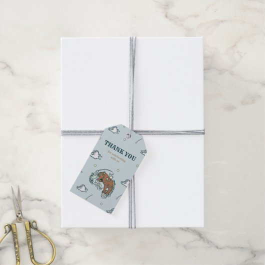 ワイルドウエストホースカウボーイ誕生日サンキューユーラベル ギフトタグ (より糸付き)