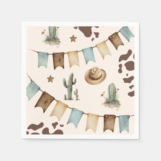 ワイルドウエストボーイファーストRodeo 1歳のパーティー スタンダードカクテルナプキン (正面)