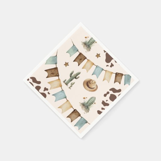 ワイルドウエストボーイファーストRodeo 1歳のパーティー スタンダードカクテルナプキン (角)