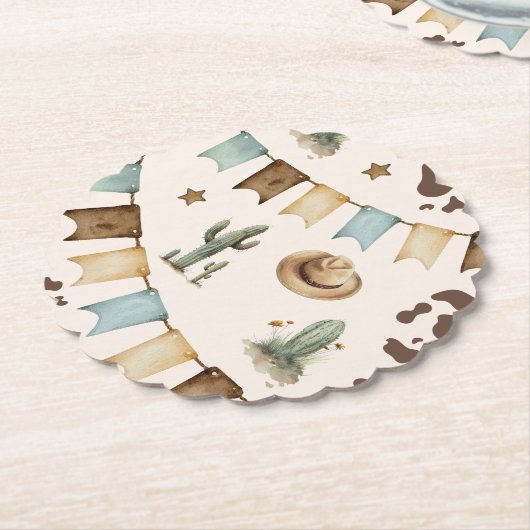 ワイルドウエストボーイファーストRodeo 1歳のパーティー ペーパーコースター (アングル)