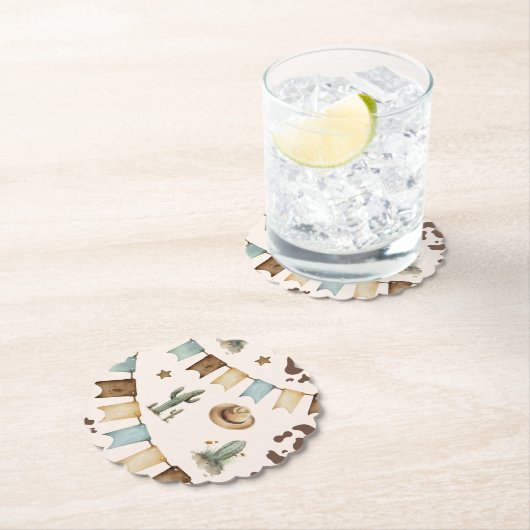 ワイルドウエストボーイファーストRodeo 1歳のパーティー ペーパーコースター (インサイチュ)