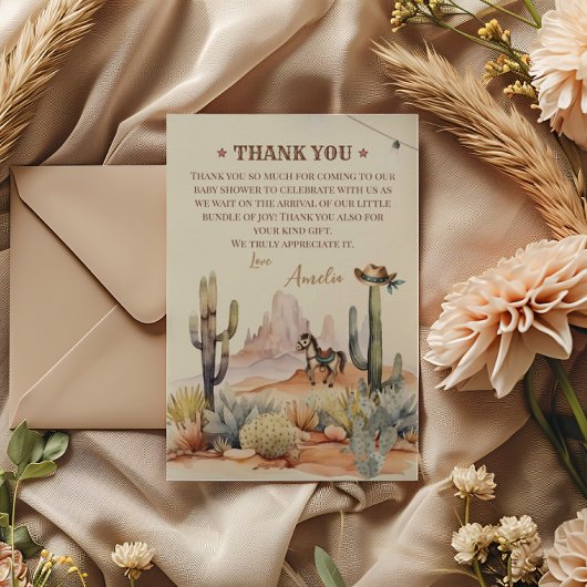 ワイルドウエストボーイ小さなカウボーイベビー素朴シャワー サンキューカード