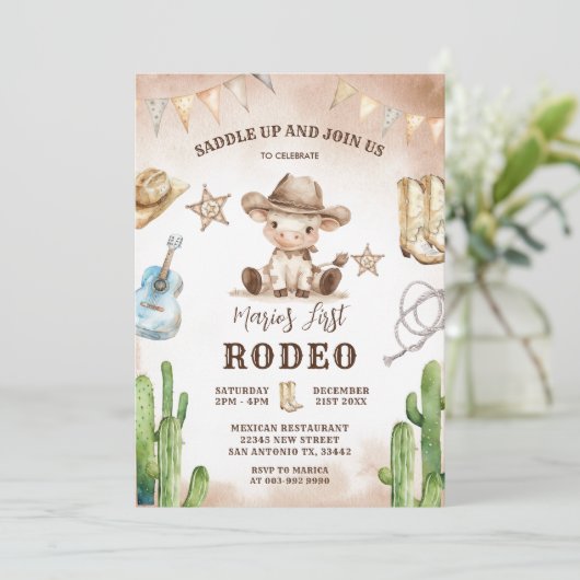 ワイルドウエストマイファーストロデオカウボーイ誕生日 招待状 (スタンド正面)