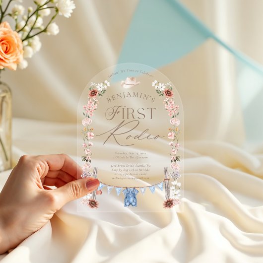 ワイルドウエストリトルカウボーイファーストRodeo 1st誕生日 アクリル招待状