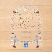 ワイルドウエストリトルカウボーイファーストRodeo 1st誕生日 アクリル招待状 (正面)