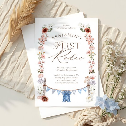 ワイルドウエストリトルカウボーイファーストRodeo 1st誕生日 招待状