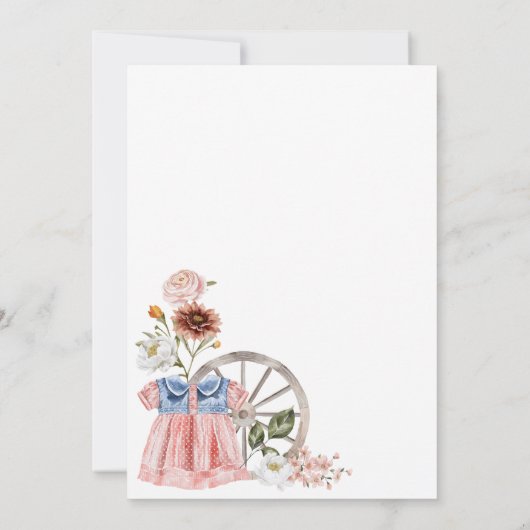 ワイルドウエストリトル女性のカーボーイファーストRodeo 1st誕生日 招待状 (裏面)