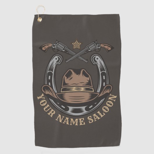 ワイルドウエストリボルバー馬蹄西カウボーイサロン ゴルフタオル (正面)