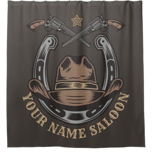 ワイルドウエストリボルバー馬蹄西カウボーイサロン シャワーカーテン (正面)