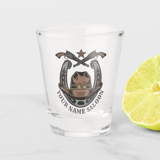 ワイルドウエストリボルバー馬蹄西カウボーイサロン ショットグラス (正面)