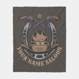 ワイルドウエストリボルバー馬蹄西カウボーイサロン フリースブランケット