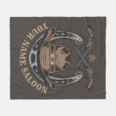 ワイルドウエストリボルバー馬蹄西カウボーイサロン フリースブランケット (正面(横))