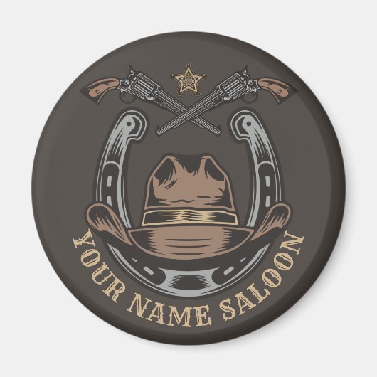 ワイルドウエストリボルバー馬蹄西カウボーイサロン マグネット (正面)