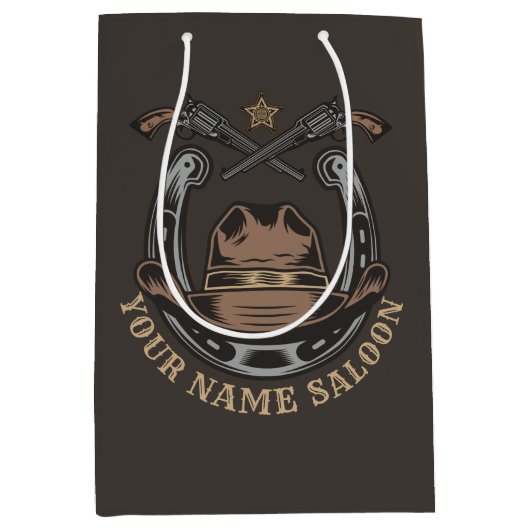 ワイルドウエストリボルバー馬蹄西カウボーイサロン ミディアムペーパーバッグ (正面)